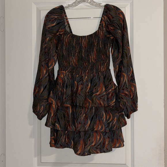 Entro Black Flame Print Tiered Romper - Size S, Great Condition - Picture 5 of 9